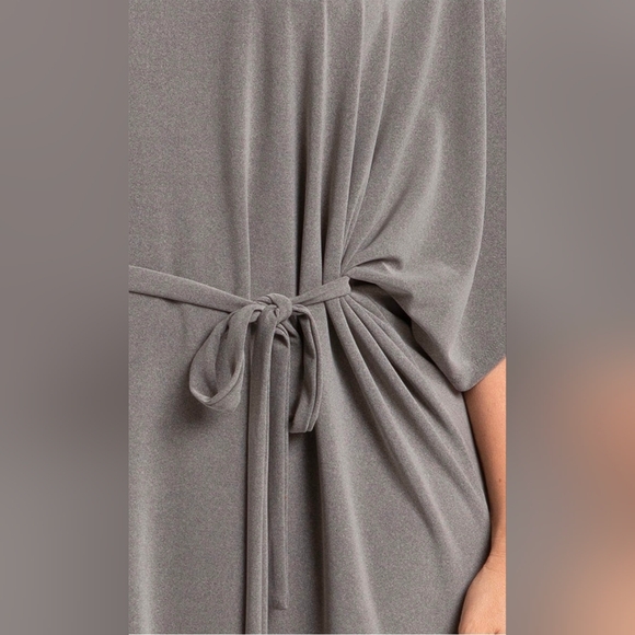 Sympli Women's Size 6 Slouchy V Neck Dress With Belt Gray 38" Long - Picture 4 of 10